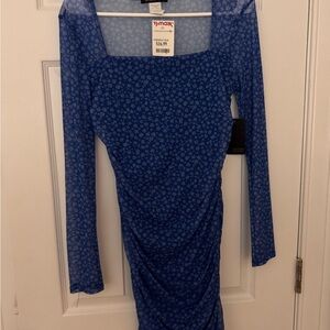 Caution To The Wind Blue Floral Long Sleeve Dress
